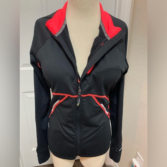 Under Armour Jacket Women large Black Semi-Fitted Cold Gear Full Zip Run - Picture 4 of 13